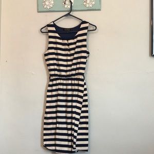 Navy and tan stripe dress